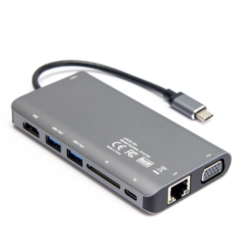 Unitek Hub D1019B USB-C 8w1 100W Power Delivery kompaktowy HDMI Ethernet