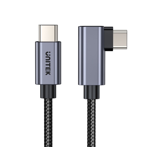 Unitek Kabel USB-C kątowy 90° 0.5m PD 100W nieplączący