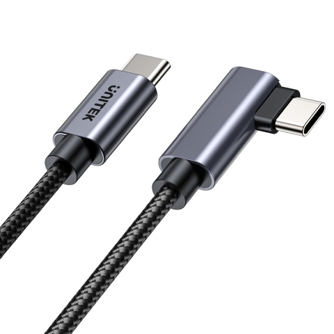 Unitek Kabel USB-C kątowy 90° 0.5m PD 100W nieplączący