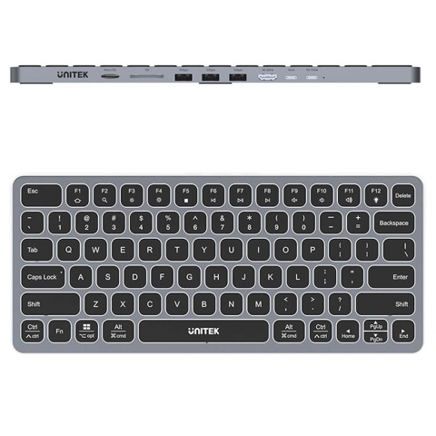Unitek Klawiatura 9w1 hub USB HDMI 4K PD 100W ergonomiczna