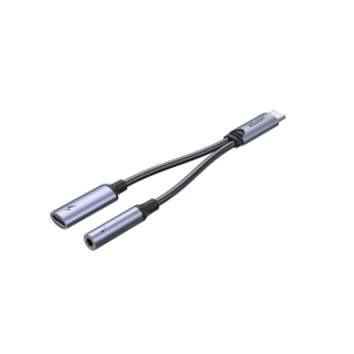 Unitek M205A Adapter USB-C minijack 3,5 mm 60W ładowanie PD słuchawki
