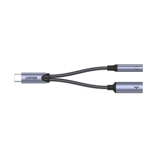 Unitek M205A Adapter USB-C minijack 3,5 mm 60W ładowanie PD słuchawki
