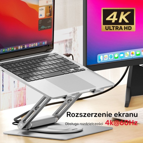 Unitek Podstawka pod laptop USB-C HDMI 4K PD 100W ergonomiczna z hubem