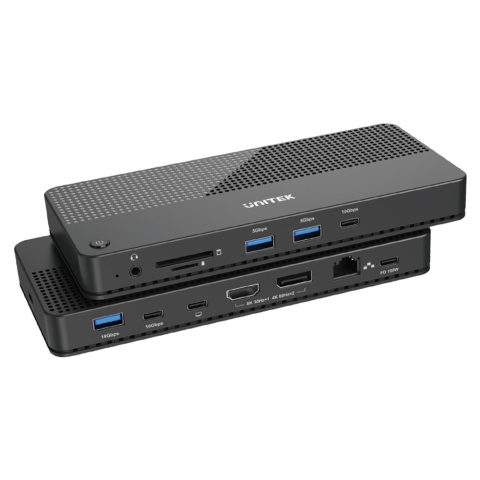 Unitek Stacja dokująca D1079A 12w1 HDMI 8K USB C 100W Ethernet czytnik SD