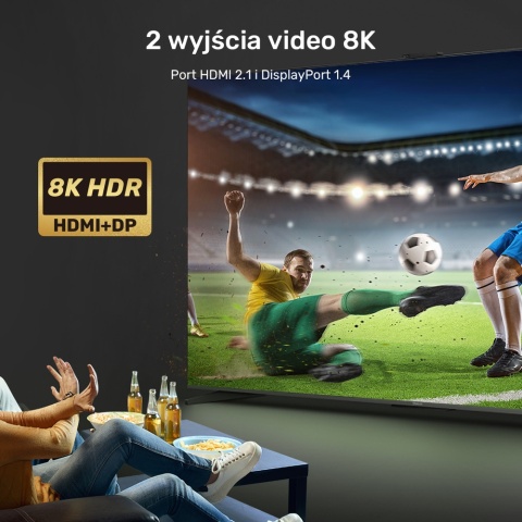 Unitek Stacja dokująca D1079A 12w1 HDMI 8K USB C 100W Ethernet czytnik SD