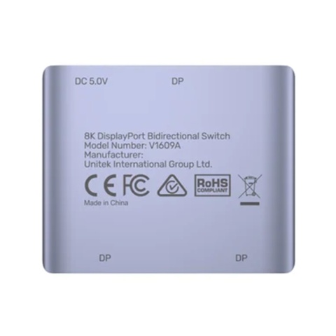 Unitek V1609A Dwukierunkowy przełącznik DisplayPort USB C 8K kompaktowy
