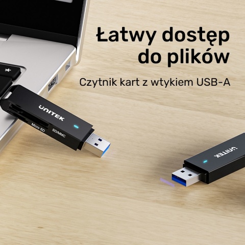 Unitek Y-9327A Czytnik kart SD microSD USB 3.0 szybki kompaktowy