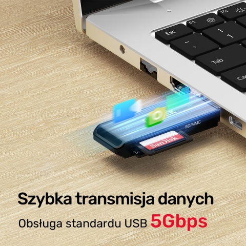 Unitek Y-9327A Czytnik kart SD microSD USB 3.0 szybki kompaktowy