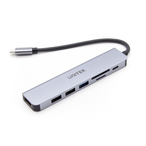 Unitek uHUB S7+ Hub USB C aluminium 7w1 PD 100W HDMI 4K SD