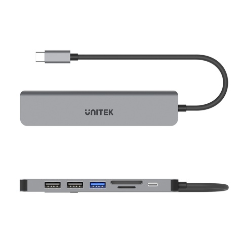 Unitek uHUB S7+ Hub USB C aluminium 7w1 PD 100W HDMI 4K SD