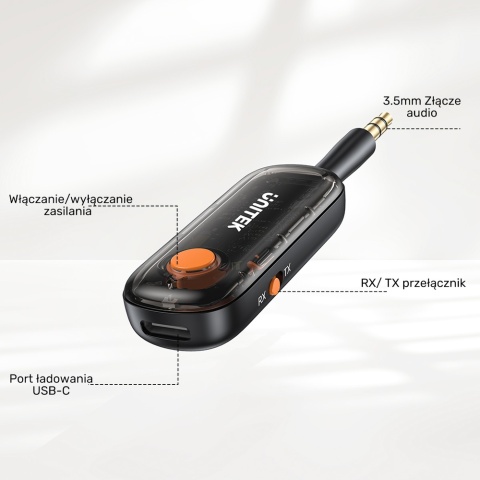 UNITEK B1111A01 Adapter Bluetooth 5.3 2w1 nadajnik odbiornik audio czarny