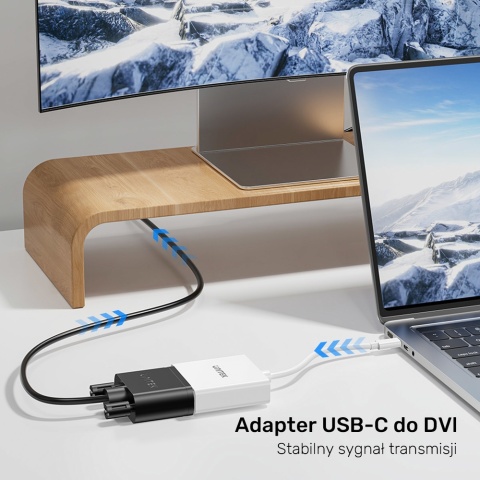 Unitek Adapter V1429A01 USB-C do DVI Full HD 1080p 15cm Biały