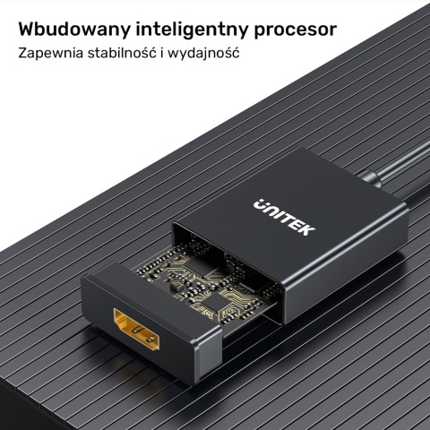 Unitek Adapter VGA na HDMI 15cm Full HD czarny kompaktowy