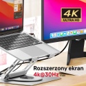 Unitek D1109B01 podstawka pod laptop z hubem USB-C 4K PD 100W obrotowa