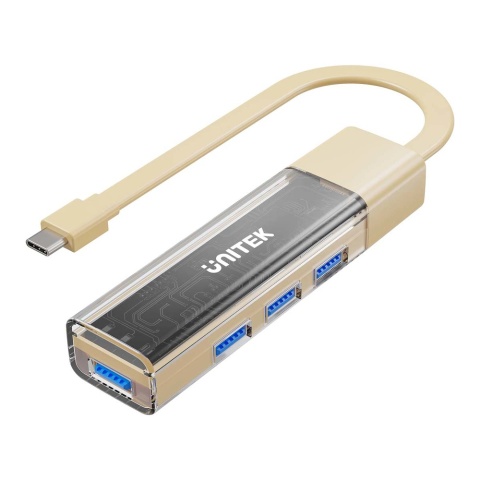 Unitek H1319ACL01 hub dwukierunkowy USB C USB A 5Gbps 4x USB A kremowy