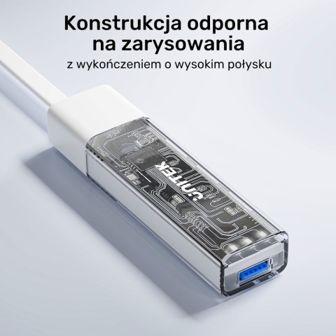 Unitek H1319ACL01 hub dwukierunkowy USB C USB A 5Gbps 4x USB A kremowy