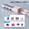 Unitek H1319ACL01 hub dwukierunkowy USB C USB A 5Gbps 4x USB A kremowy