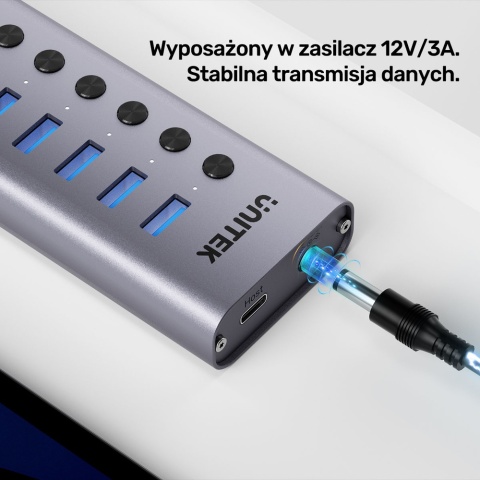 Unitek Hub H1315 USB C USB A 10w1 5Gbps wydajny z przełącznikami portów