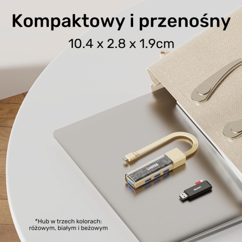 Unitek Hub H1319A dwukierunkowy USB-C USB-A 4x USB-A 5Gbps biały