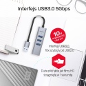 Unitek Hub USB C Y-3088B 4w1 Gigabit Ethernet 3x USB 5Gbps kompaktowy