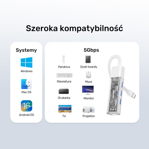 Unitek Hub USB H1319 4x USB A 5Gbps dwukierunkowy kompaktowy różowy