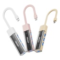 Unitek Hub USB H1319 4x USB A 5Gbps dwukierunkowy kompaktowy różowy