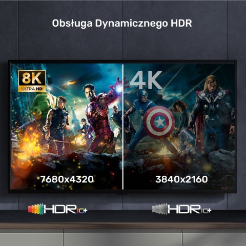 Unitek Kabel HDMI 2.1 8K 60Hz 1,5m gaming wysokoprzepustowy 48Gbps