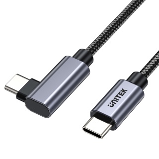 Unitek Kabel USB-C kątowy 90° 3m PD 100W nylonowy nieplączący
