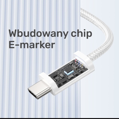 Unitek Kabel zwijany magnetycznie USB C PD 100W 1m różowy nylonowy