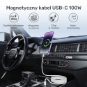 Unitek Kabel zwijany magnetycznie USB C PD 100W 1m różowy nylonowy
