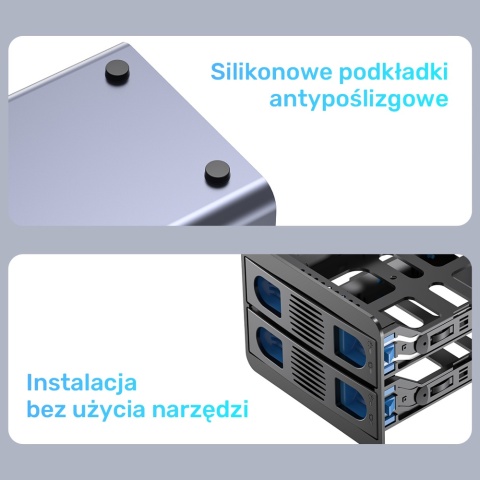 Unitek Kieszeń na dyski S1308A01 2,5 3,5 SATA HDD SSD 40TB LED