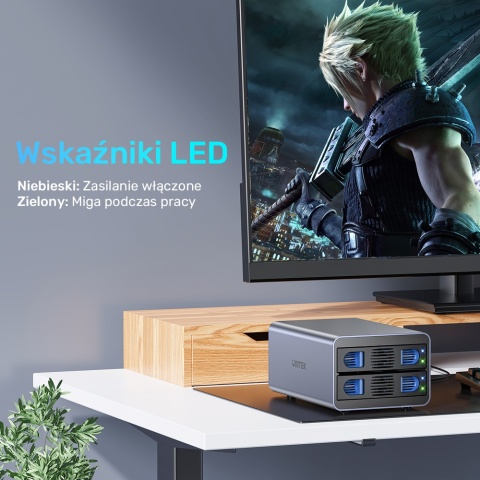 Unitek Kieszeń na dyski S1308A01 2,5 3,5 SATA HDD SSD 40TB LED