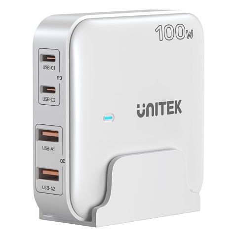 Unitek Ładowarka biurkowa GaN 100W szybka 2xUSB C 2xUSB A do laptopa