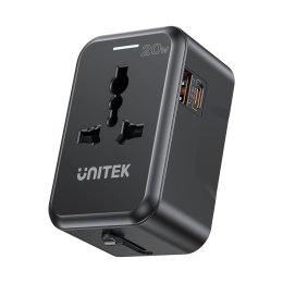 Unitek Ładowarka podróżna PD 20W uniwersalny adapter 2xUSB GaN
