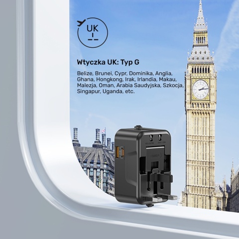 Unitek Ładowarka podróżna PD 20W uniwersalny adapter 2xUSB GaN