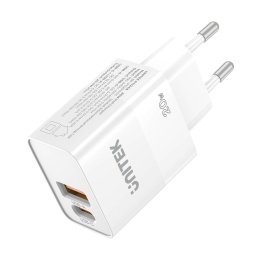 Unitek Ładowarka sieciowa 20W USB C USB A QC PD kompaktowa biała