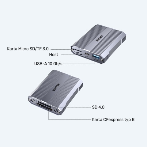 Unitek R1022C01 Czytnik kart CF Express SD microSD USB A 10 Gbps HUB