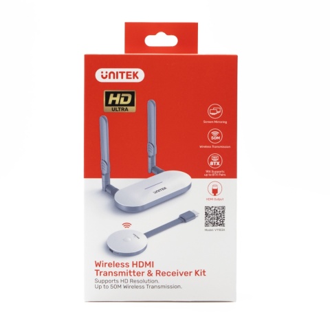 Unitek V1183A01 Bezprzewodowy nadajnik odbiornik HDMI 50m FHD 60Hz