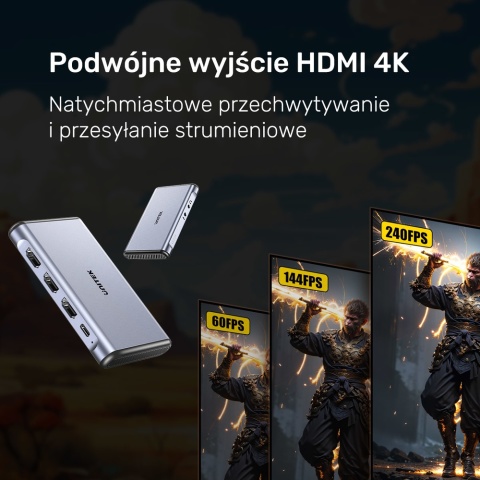 Karta przechwytująca Unitek 4K 60Hz wydajna do streamingu USB C