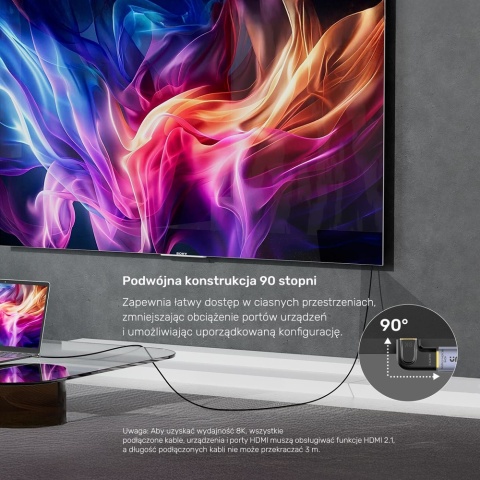 Unitek Adapter HDMI 8K 90 i 270 stopni płaski kątowy kompaktowy