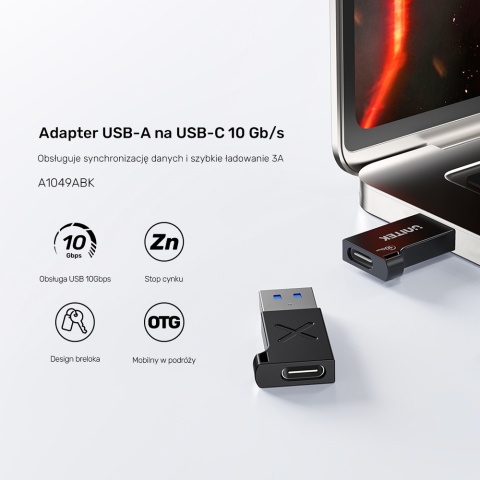 Unitek Adapter USB-A do USB-C 10Gbps czarny kompaktowy