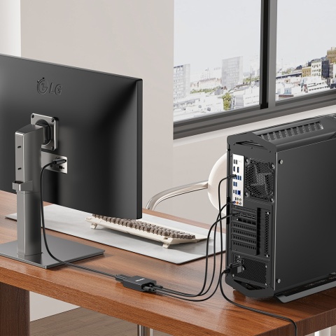 Unitek Adapter VGA na HDMI 15cm Full HD czarny kompaktowy