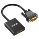 Unitek Adapter VGA na HDMI 15cm Full HD czarny kompaktowy