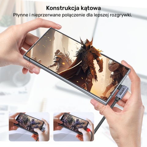 Unitek C14147ABK01 kabel USB-C PD 100W 90 stopni 0,5m wytrzymały