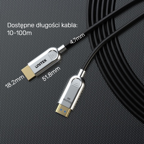 Unitek Kabel optyczny HDMI 2.0 AOC 60 m 4K 60Hz profesjonalny