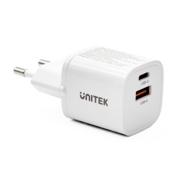 Unitek Ładowarka sieciowa 33W USB C USB A PD QC szybka kompaktowa biała