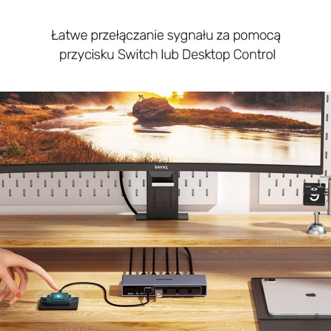 Unitek Przełącznik KVM 2 Porty DisplayPort 8K 4x USB3 Plug and Play lekki