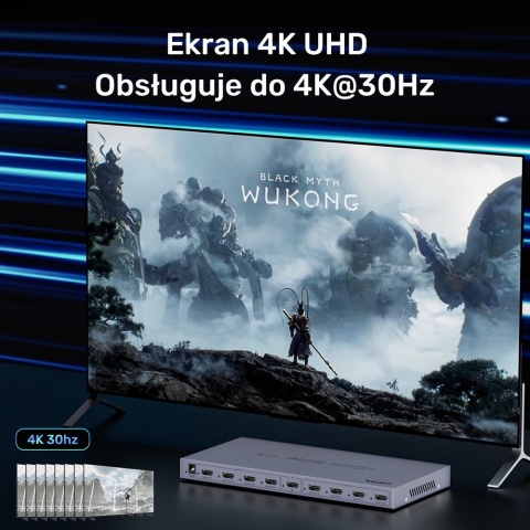Unitek Rozdzielacz HDMI 4K 1x8 wydajny do wielu ekranów