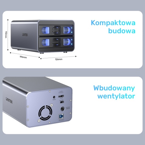 Unitek S1308B01 Obudowa RAID 2.5 3.5 USB C 5Gbps 40TB