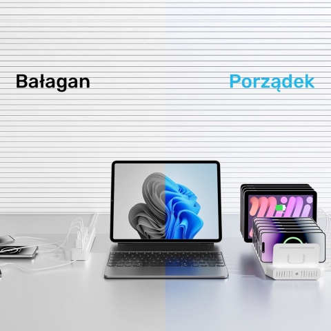 Unitek Stacja ładująca 10xUSB 2.4A 60W biała szybka organizacja